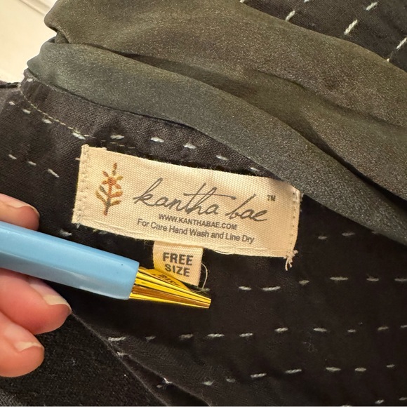 Kantha Bae Utopia Duster Overdyed Crepe Silk Vintage Sari Free Size XS to 3X - Picture 9 of 9